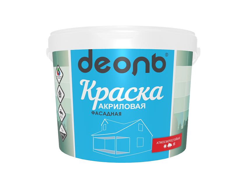 Краска акриловая фасадная ДЕОЛЬ белоснежная матовая 9 л фото 1