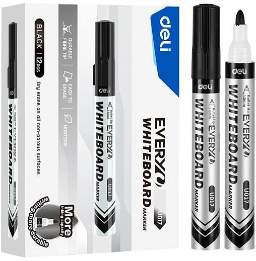 Маркер для досок Deli EU017-BK Everyu круг. пулевидный пиш. наконечник 1.5мм заправляемый черный фото 1