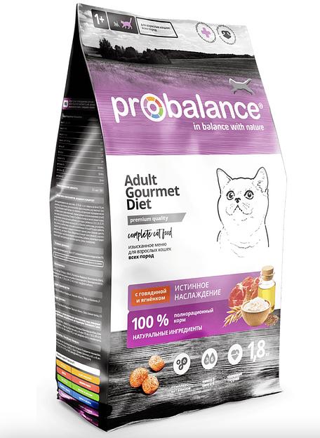 Сухой корм для кошек Probalance Gourmet Diet с говядиной и ягнёнком 1,8 кг, опт фото 1