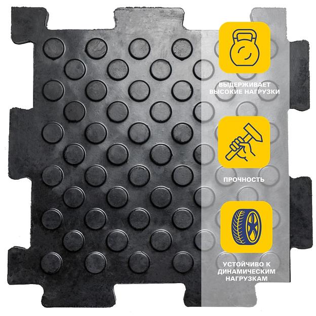 Резиновая плитка «Унидор», 20 мм, 500х500 мм, чёрная опт фото 1
