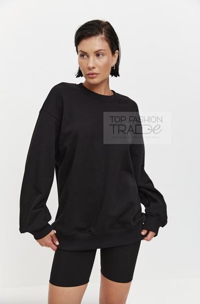 Свитшот женский двухнитка базовый черный SWT01-2 фото 2