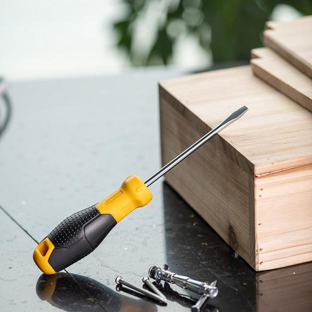 Шлицевая отвертка Deli DL6351001 5х100мм Материал: CR-V. Двухкомпонентная ручка. Хромированная. фото 6