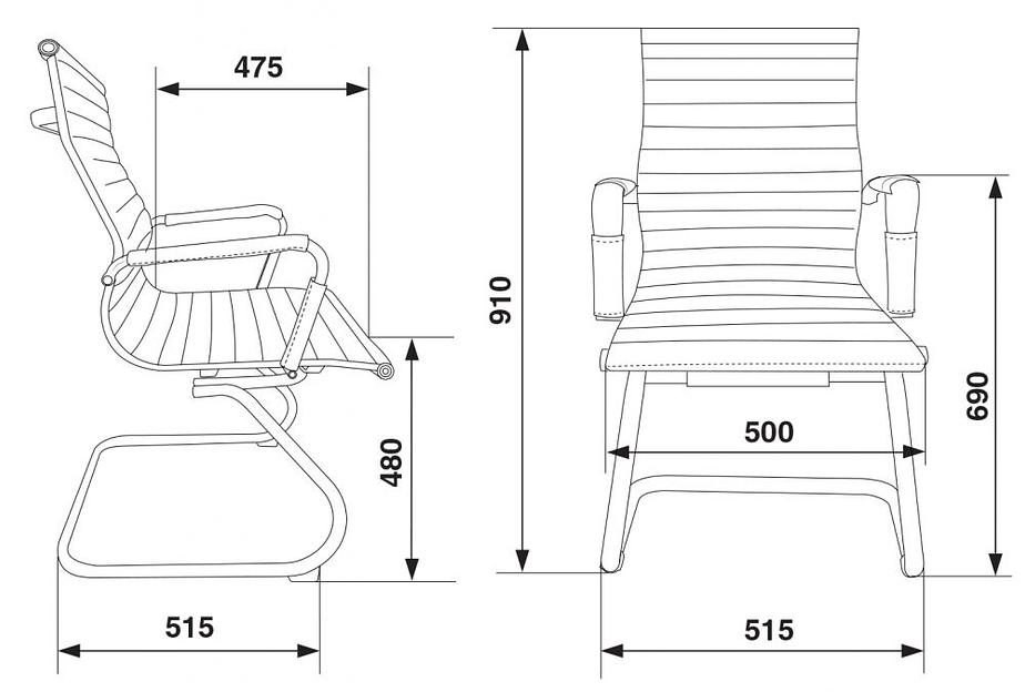 Кресло Бюрократ CH-883-Low-V черный искусственная кожа низк.спин. полозья металл хром фото 5