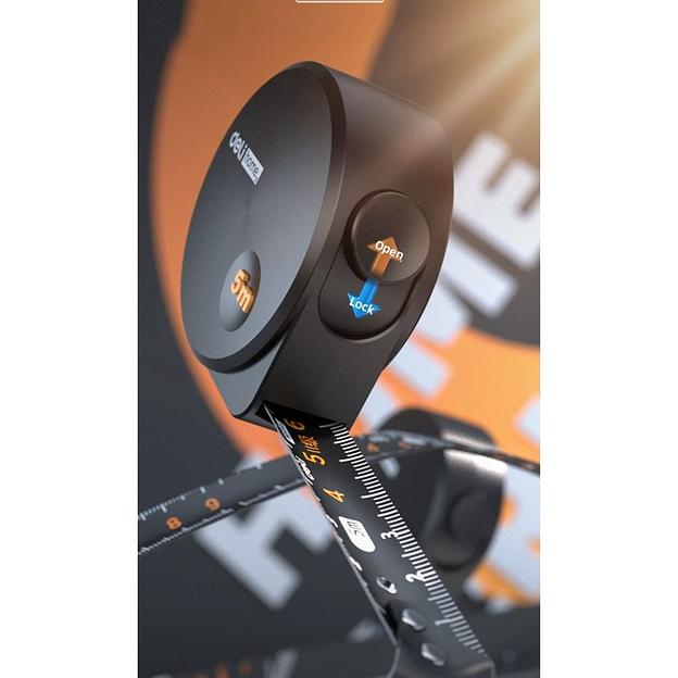 Измерительный и разметочный инструмент Deli Рулетка Home Series Black HT8519 5м х 19мм, эксклюзивный дизайн, корпус - высококачественный софттач пластик фото 7