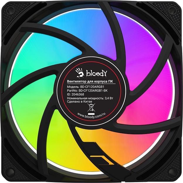 Вентилятор для корпуса Bloody BD-CF120ARGB1 ARGB 120х120x25 черный 4-pin 26дБ (BD-CF120ARGB1-BK) Ret фото 6