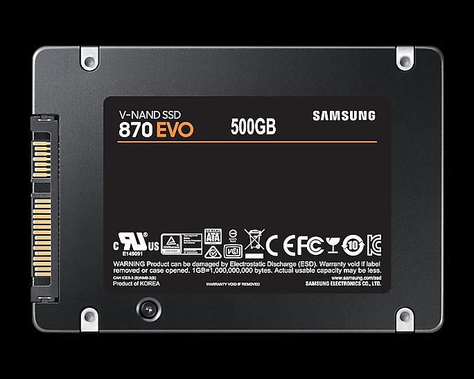 SSD Samsung 870 EVO 500Гб, 2.5", SATA3, Retail, MLC, Чтение:560мб/с, Запись:530мб/с (MZ-77E500BW) фото 2
