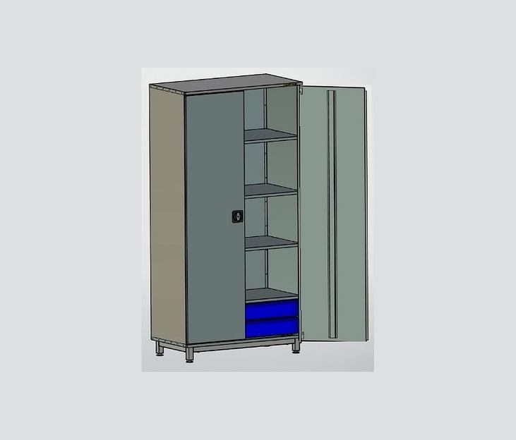 Шкаф инструментальный с 2 выдвижными ящиками и 4 полками с регулировкой фото 1