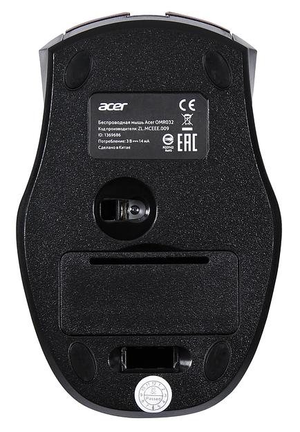 Мышь Acer OMR032 черный/красный оптическая (1600dpi) беспроводная USB (3but) фото 2