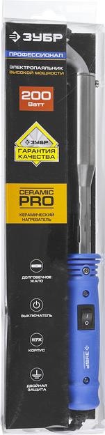 ЗУБР Ceramic PRO, 200 Вт, клин, высокомощный электропаяльник с пластиковой рукояткой, Профессионал (55301-200) фото 5