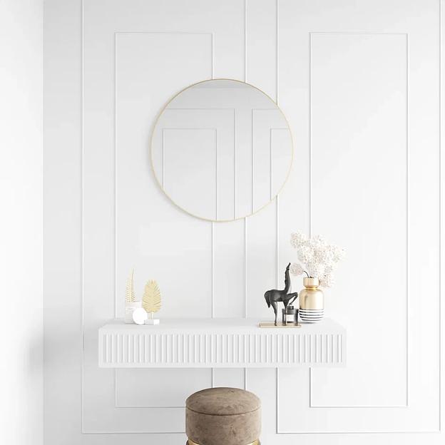 Зеркало в раме настенное круглое D80 см, gold ОПТ фото 3