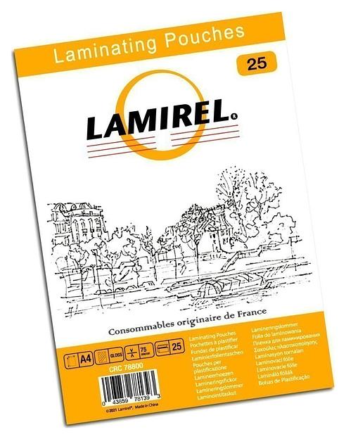 Пленка для ламинирования Fellowes 75мкм A4 (25шт) глянцевая 216x303мм Lamirel (LA-78800) фото 1