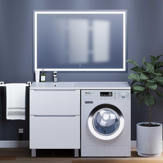 Тумба под стиральную машину Uperwood Tanos 60 см, напольная, белая, 2 ящика фото 1