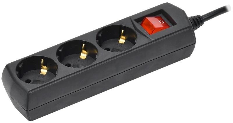 Сетевой удлинитель IEK GENERICA У03В 5м (3 розетки) черный (пакет ПЭ) фото 1