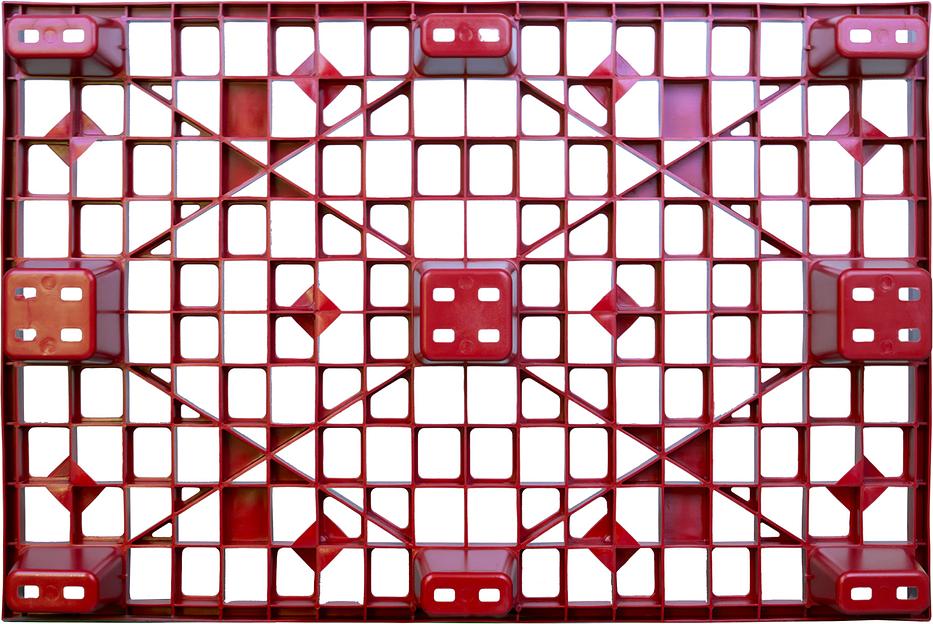 Паллет 1200х800х160 мм (перфорированный на 9 ножках вкладываемый) красный фото 4