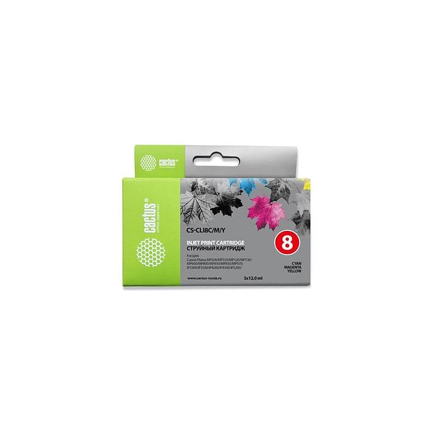 Картридж Cactus CS-CLI8C/M/Y, CLI-8C/M/Y, голубой / пурпурный / желтый / CS-CLI8C/M/Y фото 1