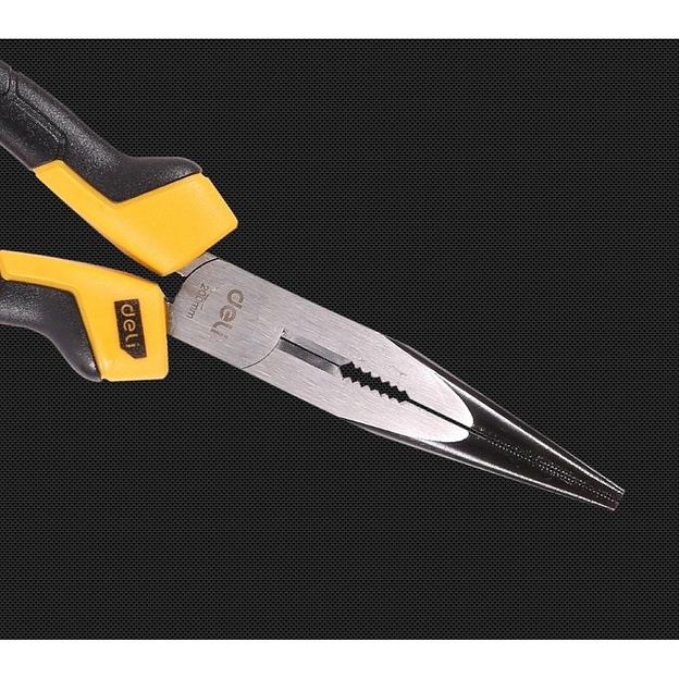 Удлиненные плоскогубцы Deli DL2108Z 200мм, сталь CrV, прорезиненная двухкомпонентная ручка фото 6