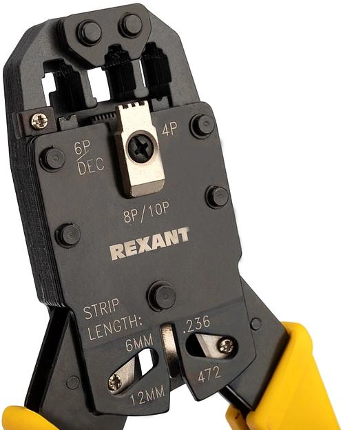 Инструмент обжимной Rexant HT-200R 12-3442 для RJ-45/RJ-12/RJ-11 желтый фото 2