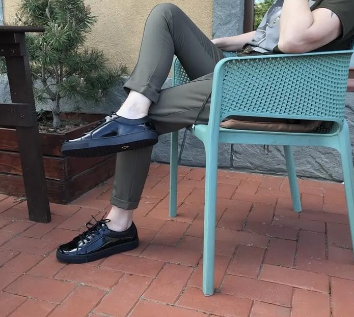 Кеды кожаные BuzShoes черные лакированные ОПТ фото 1