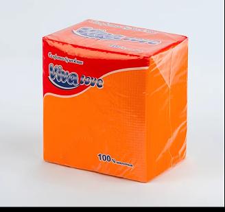 Салфетки бумажные оранжевые Viva Love 24×24 см 100 л, опт фото 1