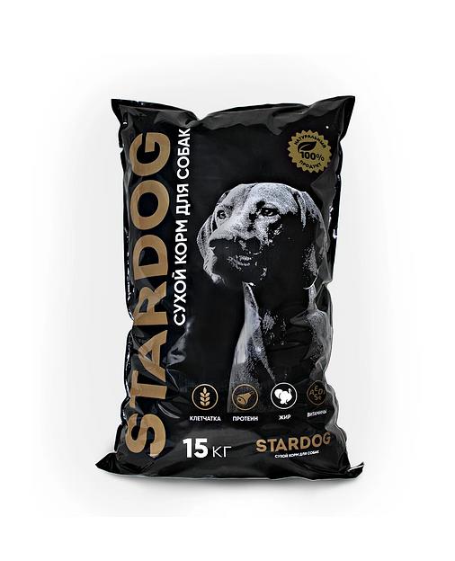 Пoлнopациoнный cухoй корм для собaк сpeдних и кpупныx поpoд говядина, индейка STARDOG 15 кг фото 1