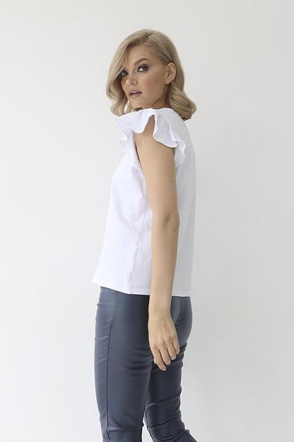 Футболка с рукавами-крылышками, белая, опт фото 1