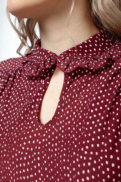 Блузка женская  4112-22/01/Бордовый, белый  фото 5