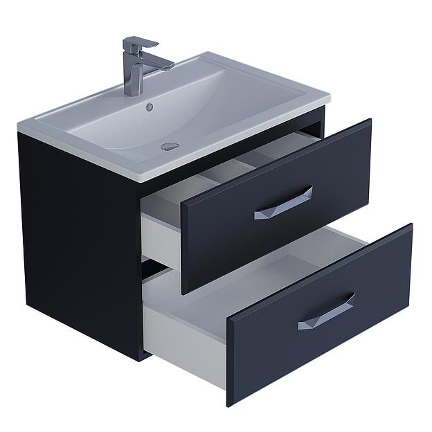 Тумба с раковиной для ванной Uperwood Foster 70 см, подвесная, черная фото 6