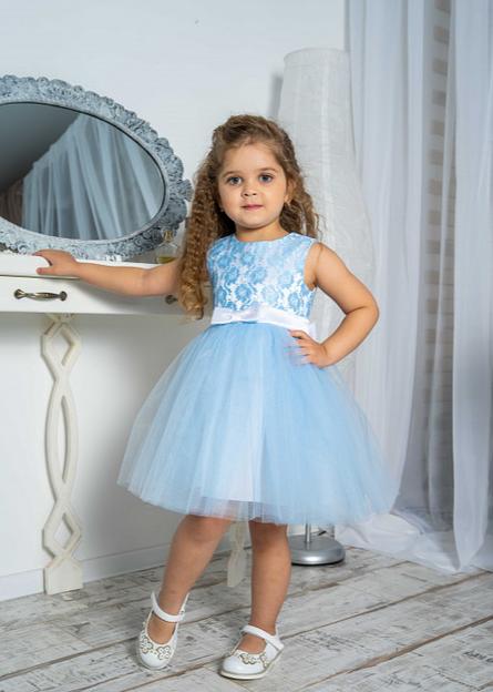 Платье для девочки Энди нарядное, голубое, 22-214_2, опт фото 2