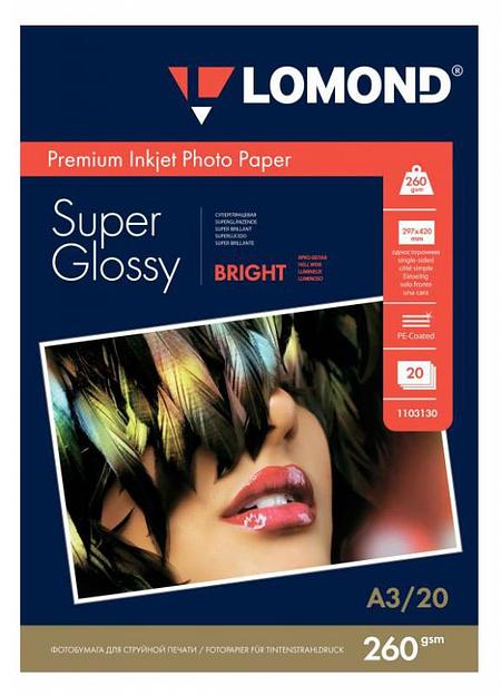 Фотобумага Lomond 1103130 A3/260г/м2/20л./белый высокоглянцевое для струйной печати фото 1
