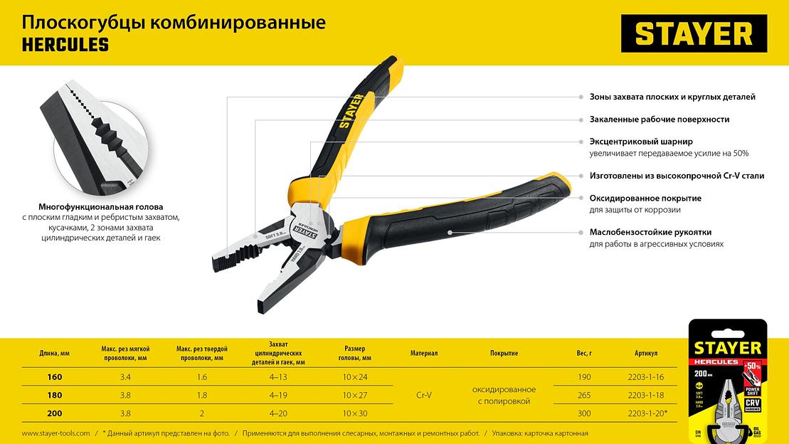 STAYER Hercules, 180 мм, комбинированные плоскогубцы (2203-1-18) фото 8