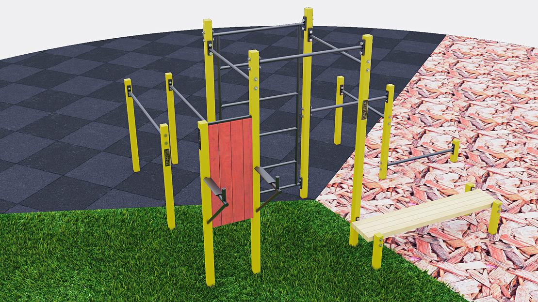 Комплекс турников с рукоходом двухуровневым фото 1