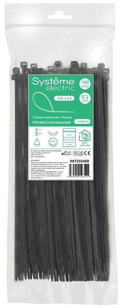 Стяжка кабельная 250х4.8 черн. (уп.100шт) SE IMT25048B фото 1