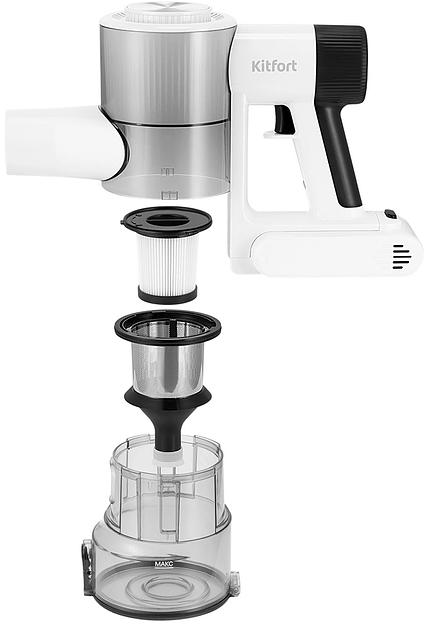 Пылесос Kitfort КТ-5548 200Вт белый/серебристый фото 5