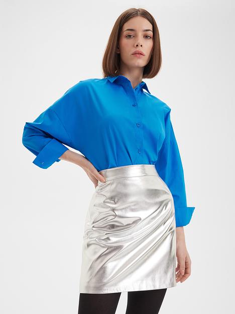 Рубашка из смесового хлопка, синий, опт фото 1