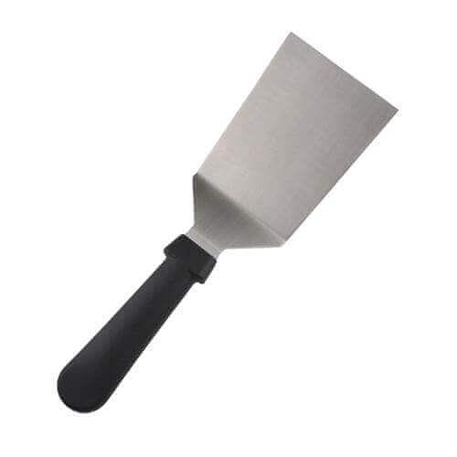 Лопатка 28 см. изогнутая раб.часть 11,5*9 см. нерж. широкая с пластик. ручкой, черная MGsteel /1/96/ фото 1