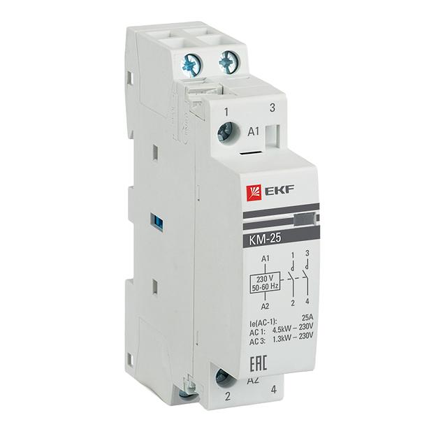 Контактор модульный КМ 25А 2NО (1 мод.) EKF km-1-25-20 фото 1