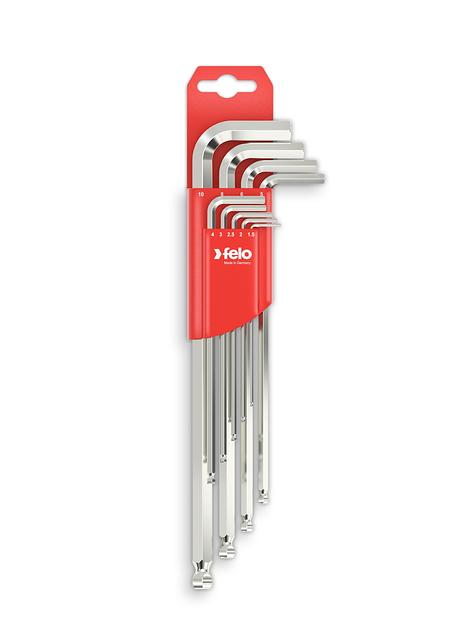 Набор ключей Г-образных шестигранных удлиненных с шаровым окончанием 9шт HEX 1,5-10,0 фото 1