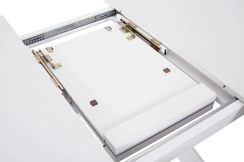 Стол Fargo 120(+40)×120×76 см белый металл, экстрабелое стекло фото 7