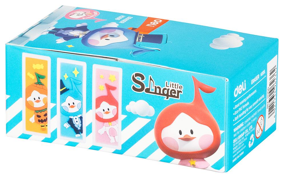 Ластик Deli EH306 Little Sinnger 54х20х10мм ПВХ ассорти (1шт) фото 2