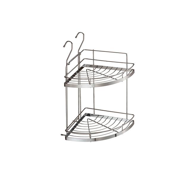 Полка угловая 2-х ярусная малая (230х230х480мм), хром фото 1