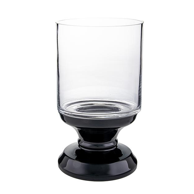 Декоративный подсвечник из цветного стекла, Д150 Ш150 В255, бело-черный фото 1