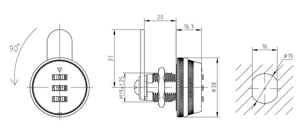 Почтовый кодовый замок КЗ 090 Ч фото 3