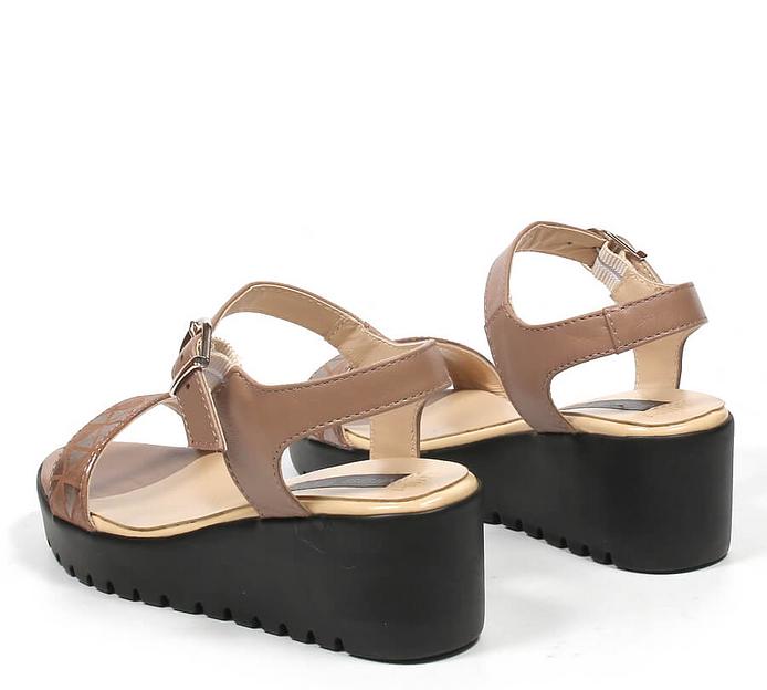 Босоножки женские из натуральной кожи на танкетке, арт.MT110-2 какао лазер ОПТ фото 5