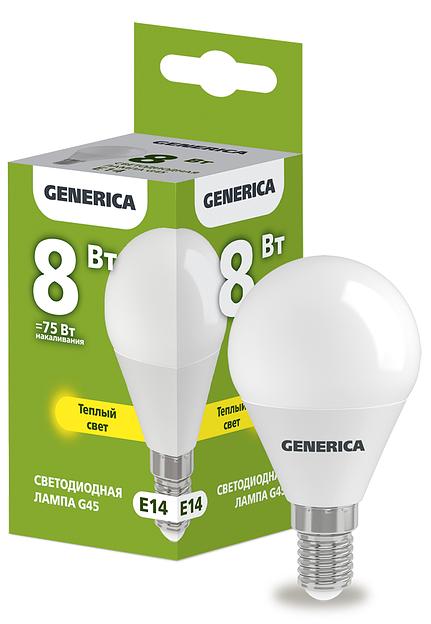 IEK LL-G45-08-230-30-E14-G Лампа LED G45 шар 8Вт 230В 3000К E14 GENERICA фото 1
