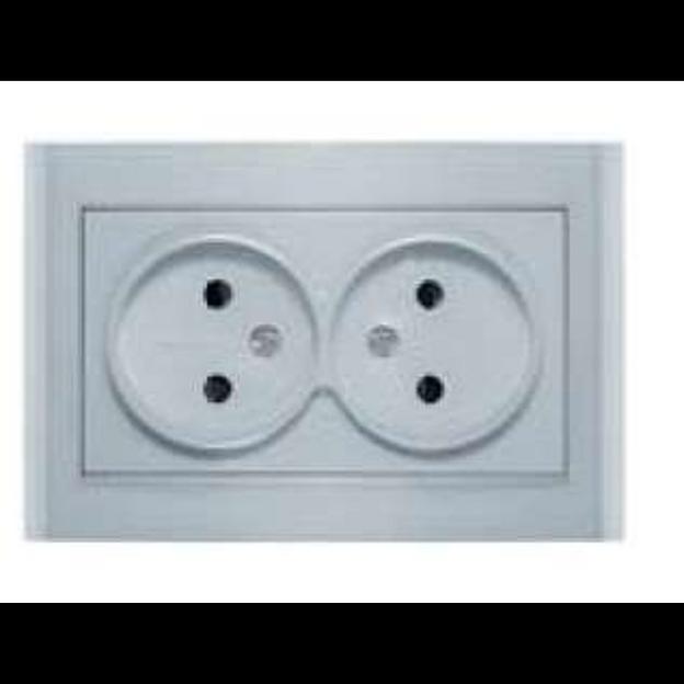 Розетка 2-м СП Бриллиант 16А IP20 без заземл. защ. шторки серебр. UNIVersal 7949773 фото 1