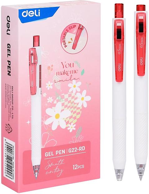 Ручка гелев. автоматическая Deli EG22-RD белый/красный d=0.5мм красн. черн. фото 1