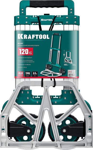KRAFTOOL ATLANT, до 120кг, каркас и платформа из алюминия, платформа 48.5х35см, колеса d18см, вес 6.9кг, складная хозяйственная тележка (38751-120) фото 5