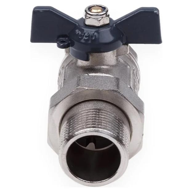 Кран шаровой со сгоном ВН 3/4 U бабочка никелированный фото 1