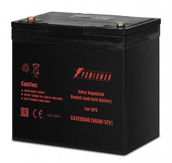 Батарея POWERMAN Battery CA12500, напряжение 12В, емкость 50Ач, макс. ток разряда 500А, макс. ток заряда 15А, свинцово-кислотная типа AGM, тип клемм M1, Д/Ш/В В229/138/208, 16.2 кг. POWERMAN POWERMAN Battery 12V/50AH фото 1