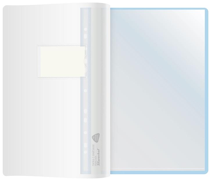Папка-скоросшиватель Silwerhof A4 прозрач.верх.лист 10 вкладышей боков.перф. полипропилен голубой фото 3